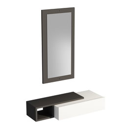 Hanah Home Aparador con Espejo Anthracite, White 82x15.8x29.6 cm Tablero de Partículas Recubierto de Melamina